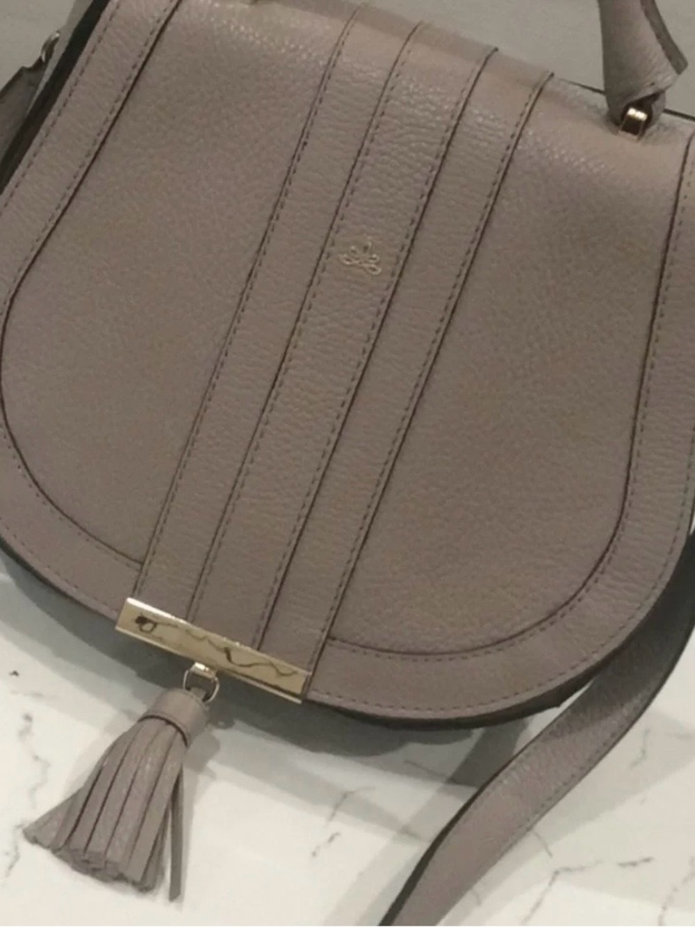 DeMellier Shoulder Crossbody Hand Bag Pebbled  Leather Khaki Color - Picture 3 of 8